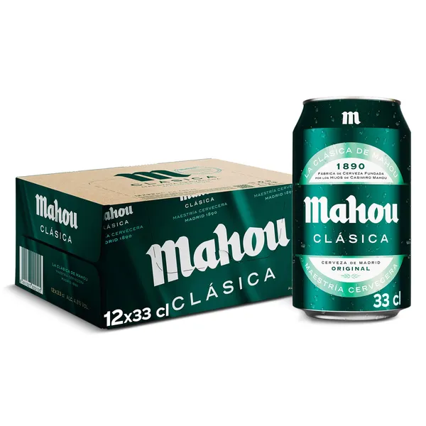 Cerveza clásica Mahou pack 12 x 33 cl