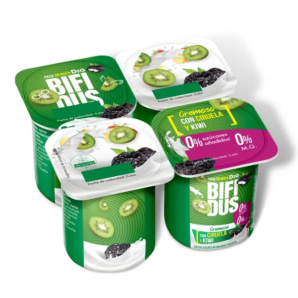 Bífidus con kiwi y ciruela doble 0% Dia 4 x 125 g