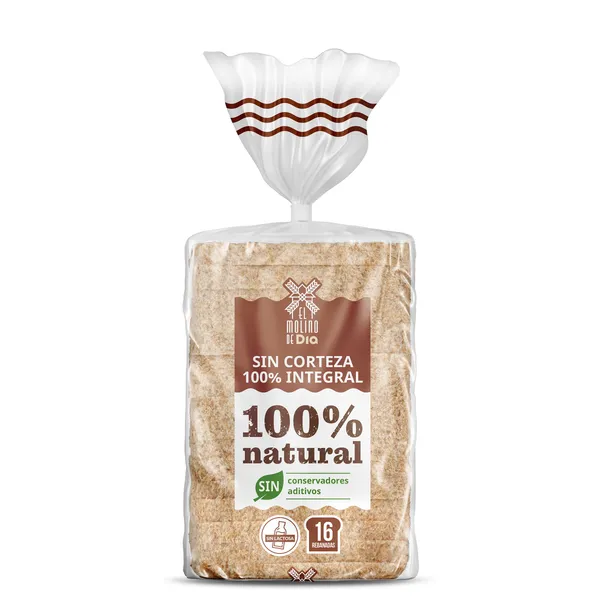Pan de molde trigo integral sin corteza El Molino de Dia 450 g