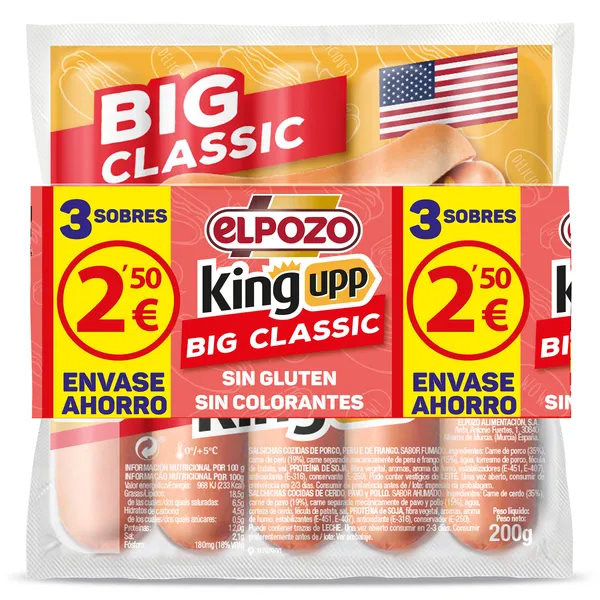 Salchichas big classic Elpozo 3 x 200 g