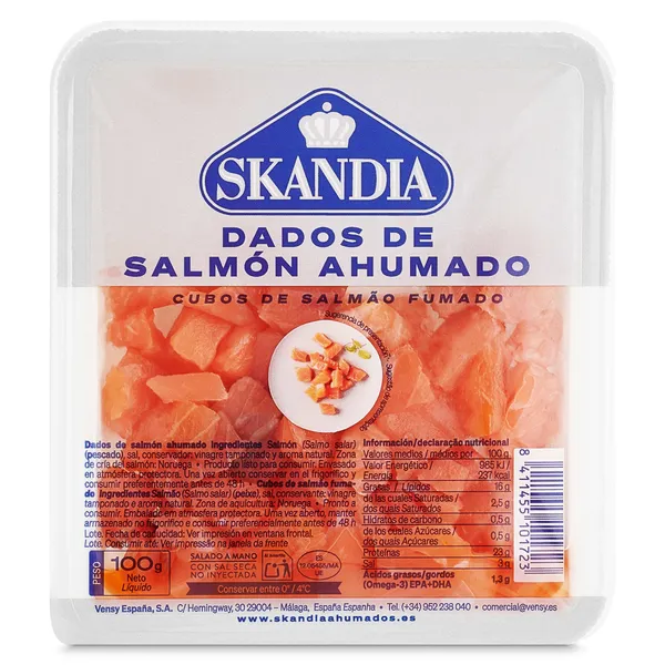 Salmón ahumado en dados Skandia 100 g
