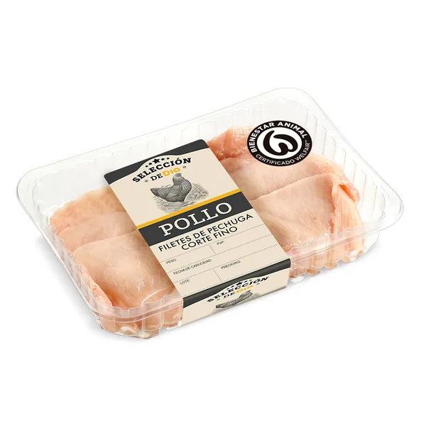 Pechuga de pollo corte fino Selección de Dia 600 g aprox.