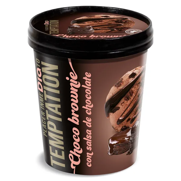 Tarrina de choco brownie con salsa chocolate Dia Temptation 350 g