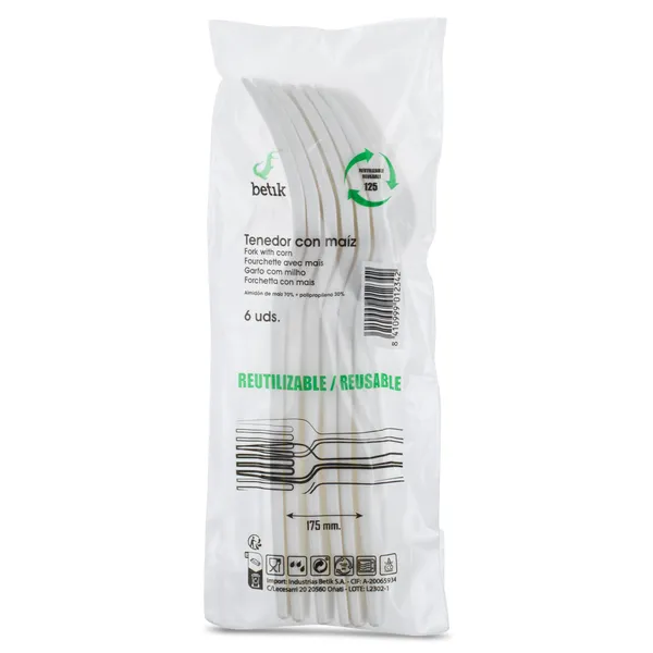 Tenedor reutilizable de maíz Betik 6 unidades