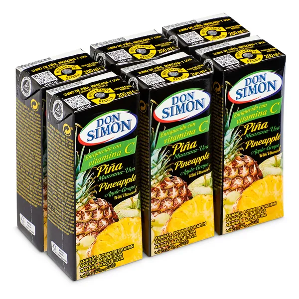 Zumo de piña, manzana y uva Don Simón pack 6 x 200 ml