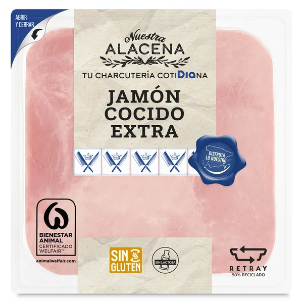 Jamón cocido extra Dia Nuestra Alacena 250 g