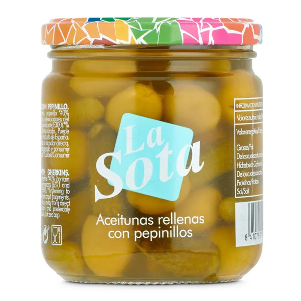 Aceitunas rellenas de pepinillos La Sota 180 g
