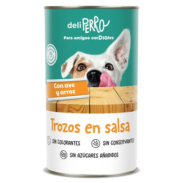 Alimento para perros trozos en salsa con ave y arroz Dia Deliperro 1.25 Kg