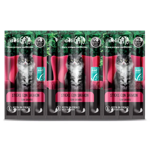 Snack para gatos sticks de salmón Dia Deligato 10 x 5 g