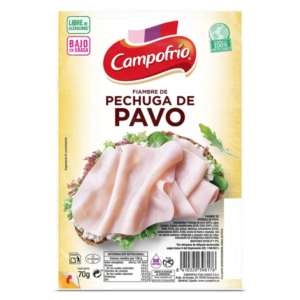 Pechuga de pavo Campofrío 70 g