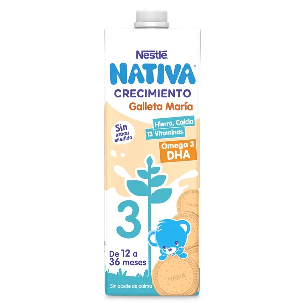 Preparado lácteo de crecimiento con galleta maria +12 meses Nativa 1 L