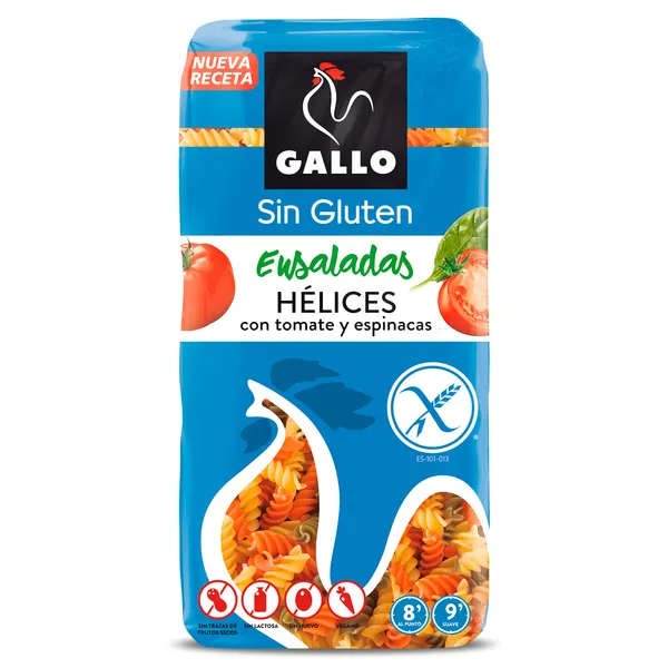 Hélices con tomate y espinacas sin gluten Gallo 450 g