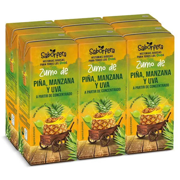 Zumo de piña, manzana y uva pack 6 x 200 ml