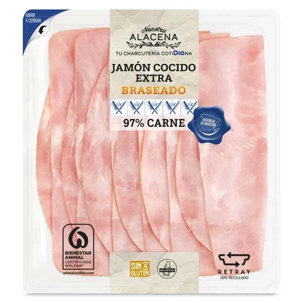 Jamón cocido braseado 97% Dia Nuestra Alacena 150 g