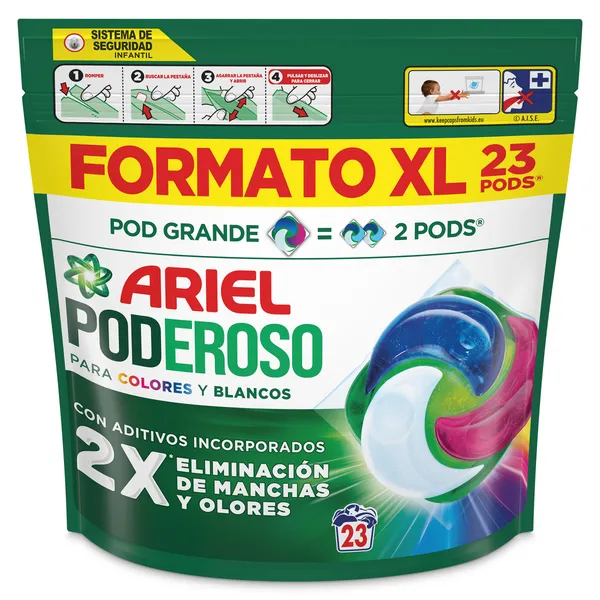 Detergente en cápsulas poderoso Ariel caja 23 lavados