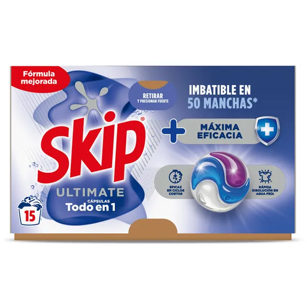 Detergente en cápsulas máxima eficacia Skip 15 lavados