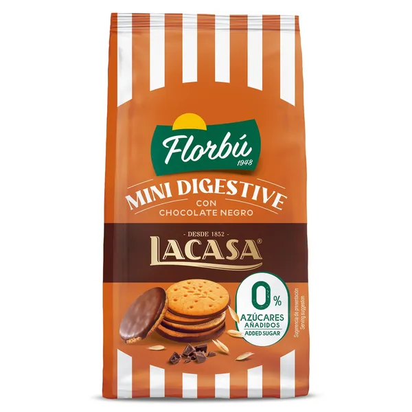 Mini galletas digestive con chocolate negro 0% azúcares añadidos Florbu 80 g