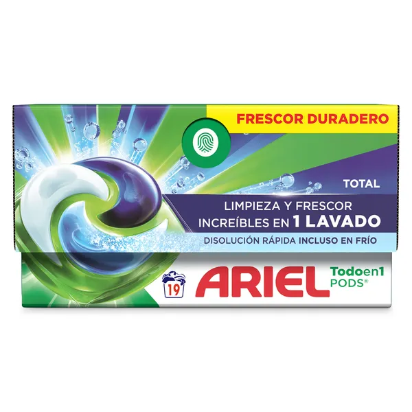 Detergente en cápsulas todo en uno Ariel 19 lavados