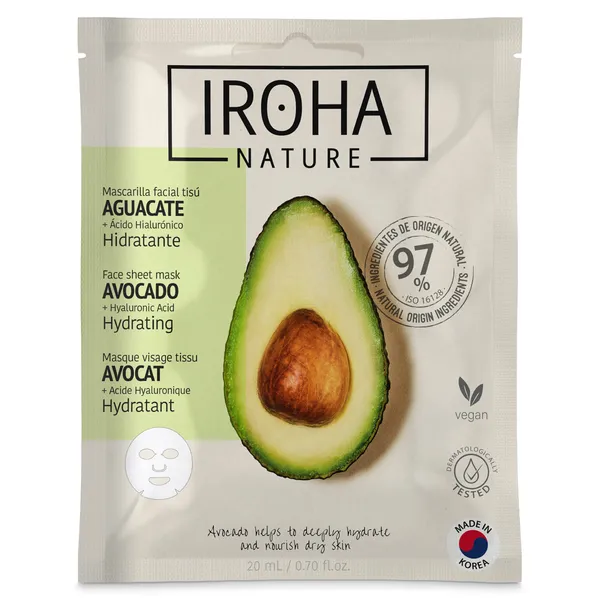 Mascarilla facial hidratante con aguacate Iroha nature 1 unidad