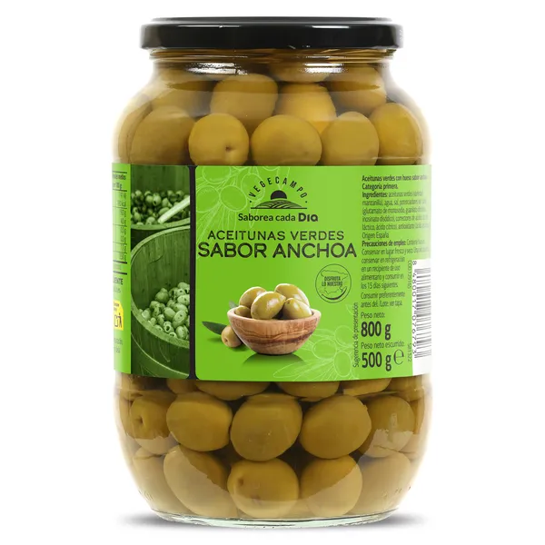 Aceitunas sabor anchoa con hueso Dia Vegecampo 500 g
