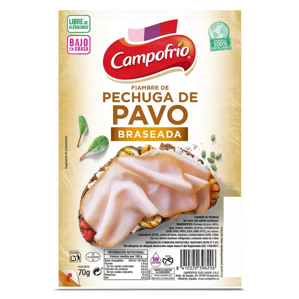 Pechuga de pavo braseada Campofrío 70 g
