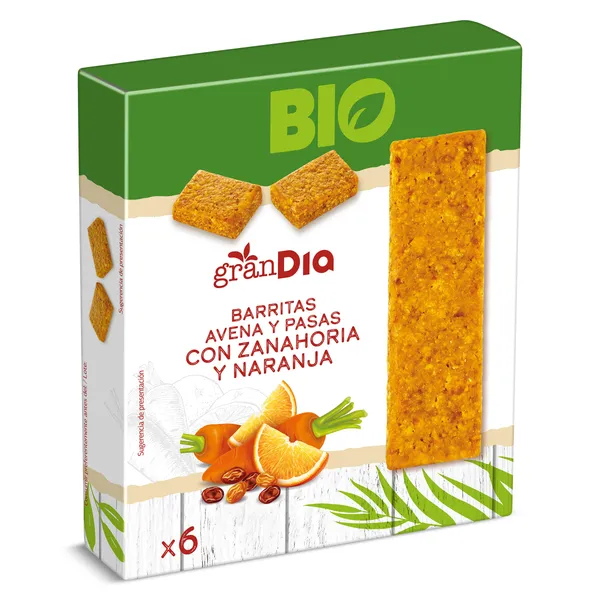 Barritas de avena y pasas con zanahoria y naranja Gran Dia 138 g
