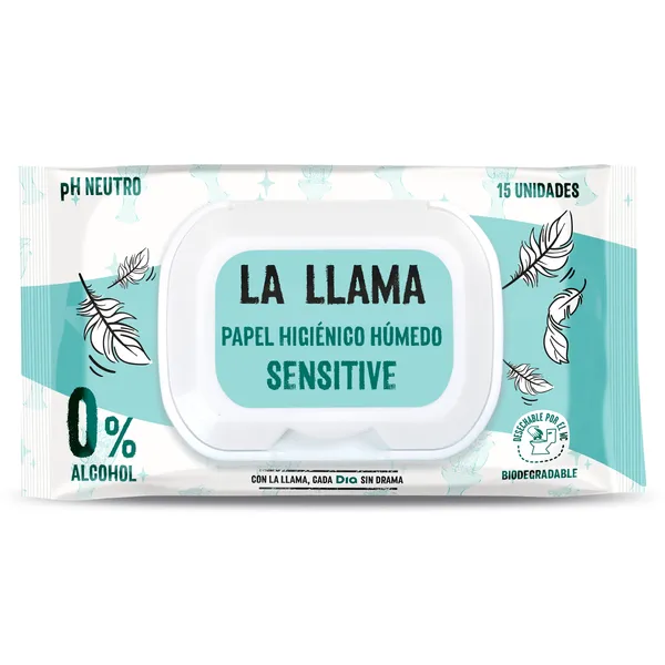 Papel higiénico húmedo sensitive Dia La Llama 15 unidades