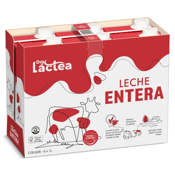 Leche entera Dia Láctea pack 6 x 1 L