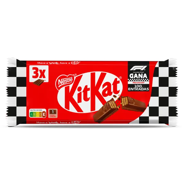 Barritas de galleta recubiertas de chocolate Kit Kat 3 x 41 g