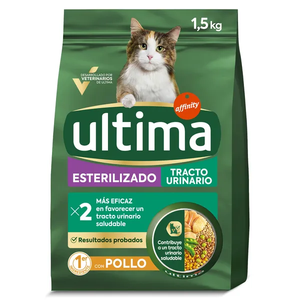 Alimento para gatos esterilizados y tracto urinario con pollo Ultima 1.5 Kg