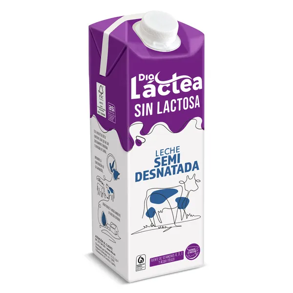 Leche semidesnatada sin lactosa Dia Láctea 1 L