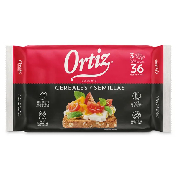 Pan tostado con cereales y semillas Ortiz 320 g