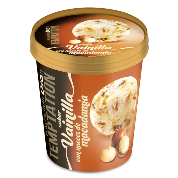 Tarrina de vainilla con nueces de macadamia Dia Temptation 350 g