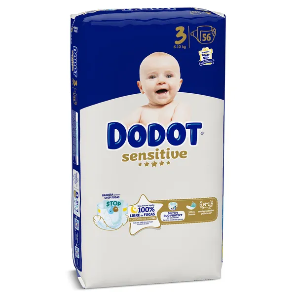 Pañales 6-10 kg talla 3 Dodot 56 unidades