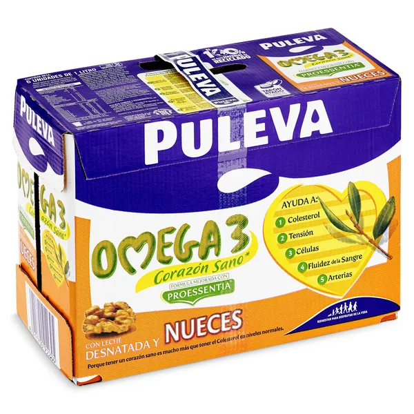 Bebida láctea omega 3 con nueces Puleva pack 6 x 1 L
