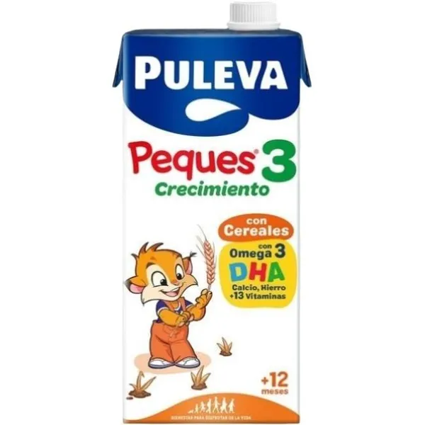 Leche de crecimiento con cereales PULEVA PEQUES 3, brik 1 litro
