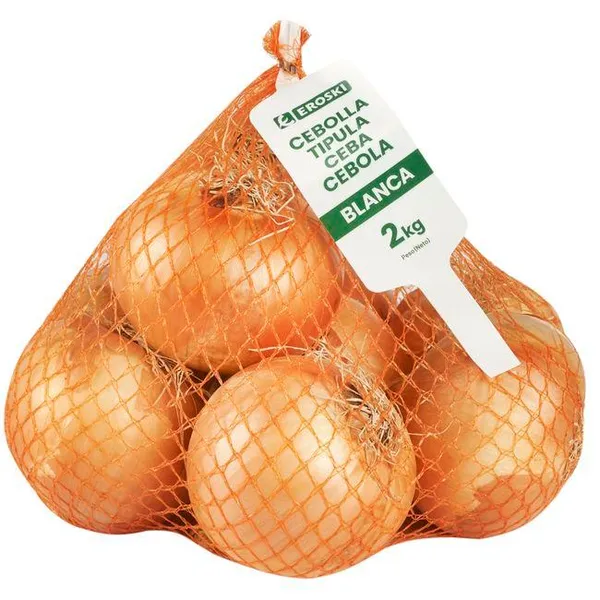 Cebolla blanca EROSKI, malla 2 kg