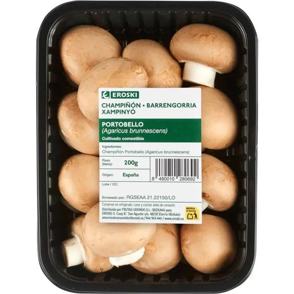 Champiñon Portobello EROSKI, bandeja 200 g