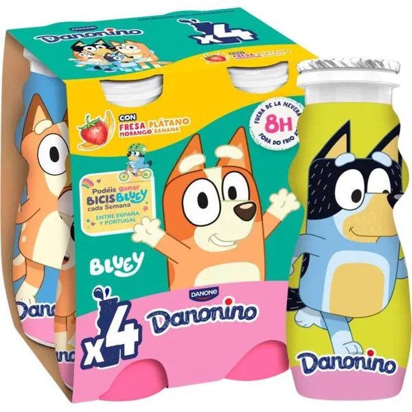 Bebedino sabor fresa-plátano DANONE, pack 4x100 ml