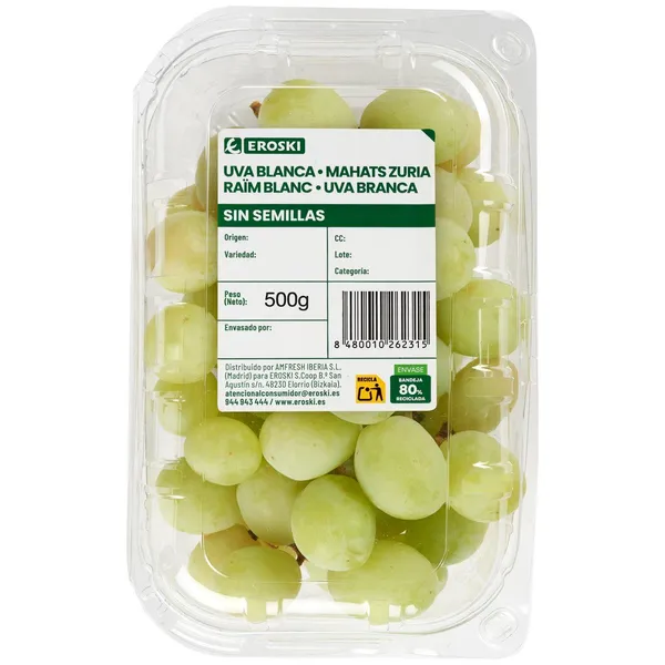 Uva blanca sin semilla, cubeta 500 g
