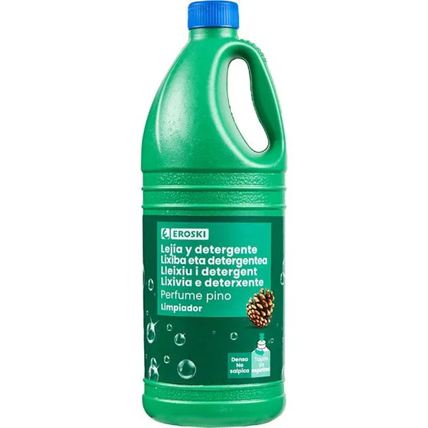 Lejía con detergente perfume a pino EROSKI, garrafa 2 litros