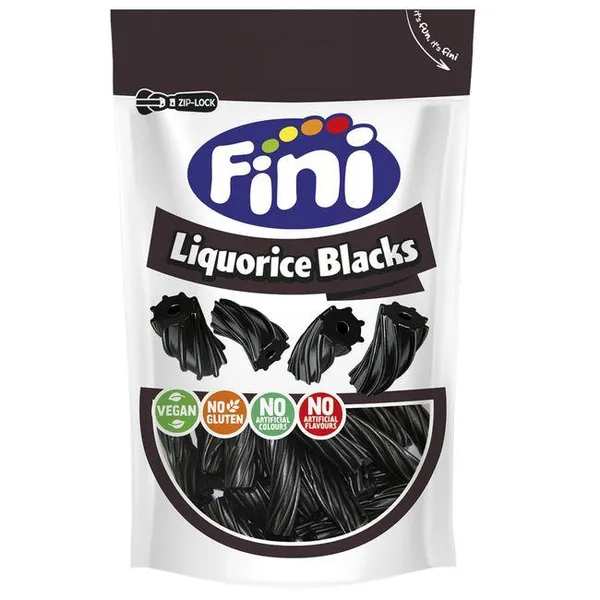 Regalíz negro sin gluten FINI, bolsa 180 g