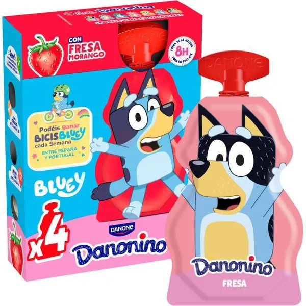 Yogur para llevar sabor fresa DANONINO, pack 4x70 g