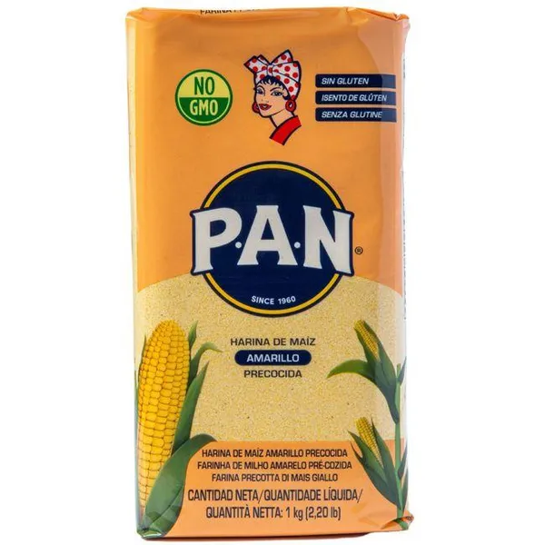 Harina de maíz amarilla PAN, paquete 1 kg