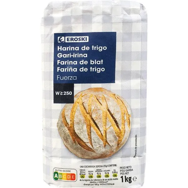 Harina de fuerza EROSKI, paquete 1 kg