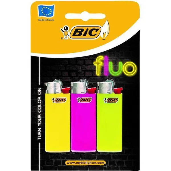 Encendedor Bic fluo BIC, pack 3uds