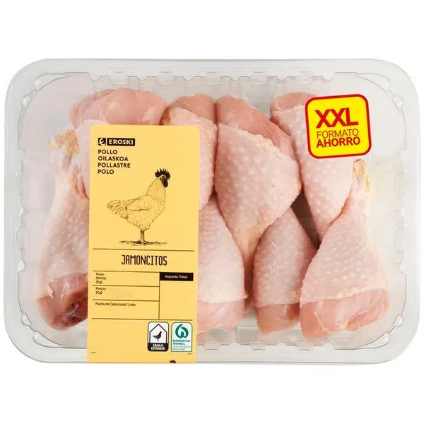 Jamoncitos de pollo formato ahorro XXL EROSKI, bandeja aprox. 1.2 kg