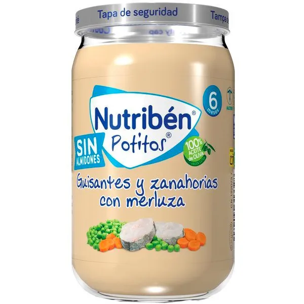 Potito de merluza-guisante-zanahoria NUTRIBEN, tarro 235 g