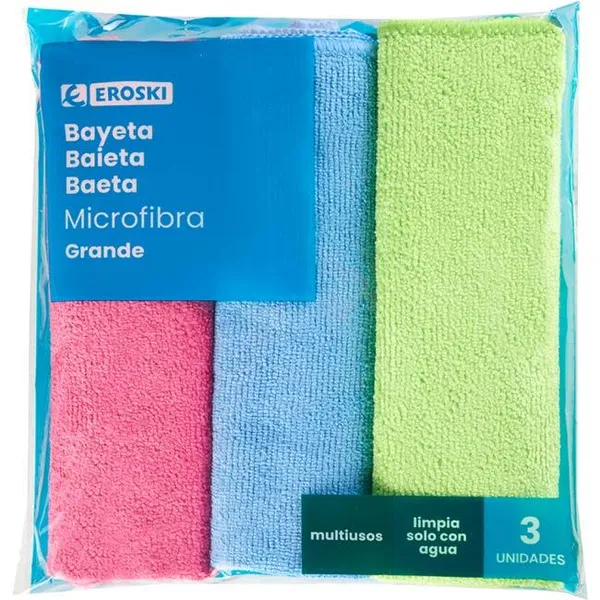 Bayeta microfibra grande EROSKI, pack 3 uds.