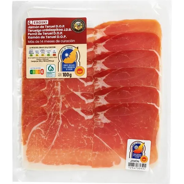 Jamón D.O.P. Teruel EROSKI Sabores Tradicionales, sobre 100 g